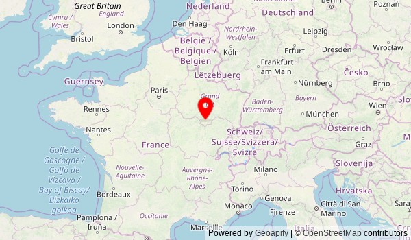 Mappa di Langres, Francia, città di Thoinot Arbeau e dell'Orchésographie